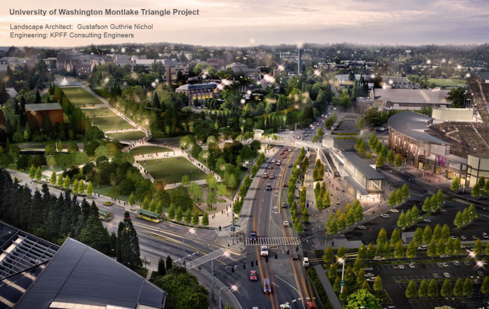 Rendering of the Montlake Triangle project from the Campus Master Plan