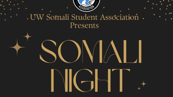 Somali night promotion image black background gold letters