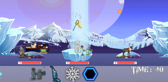 Picture of video game screen shot with snow and polar bears