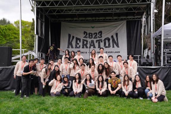 Group of students in front of stage 