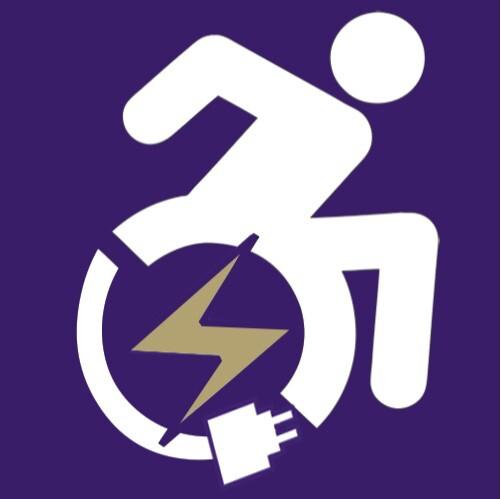 Logo with wheel chair and charging 