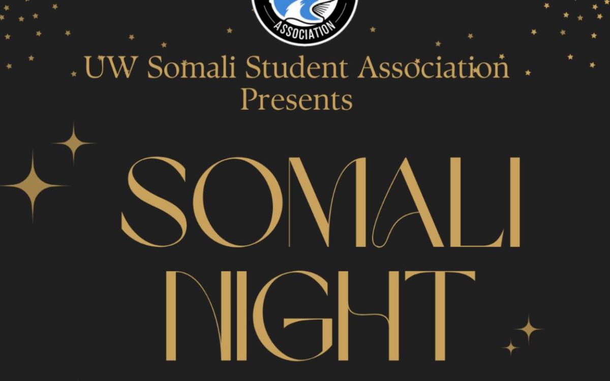 Somali night promotion image black background gold letters