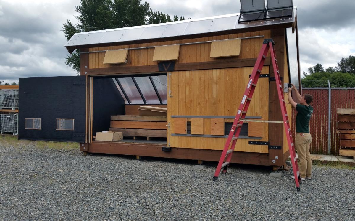 Wood shed under construction 