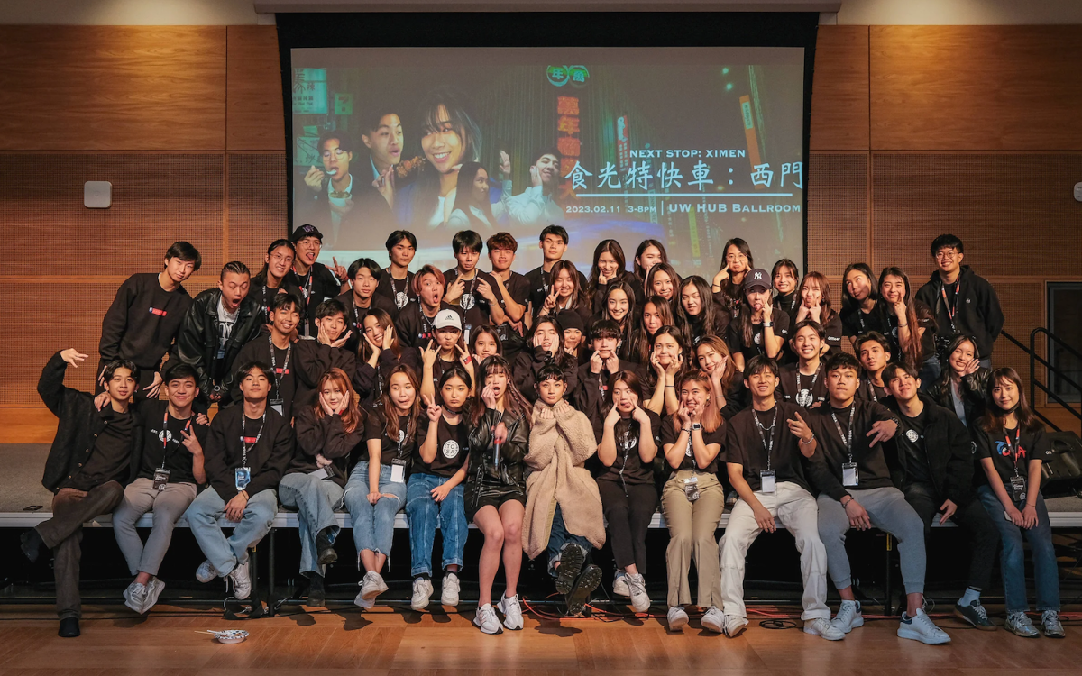 Timeless Taiwan group of students sitting in front of screen with event image displayed